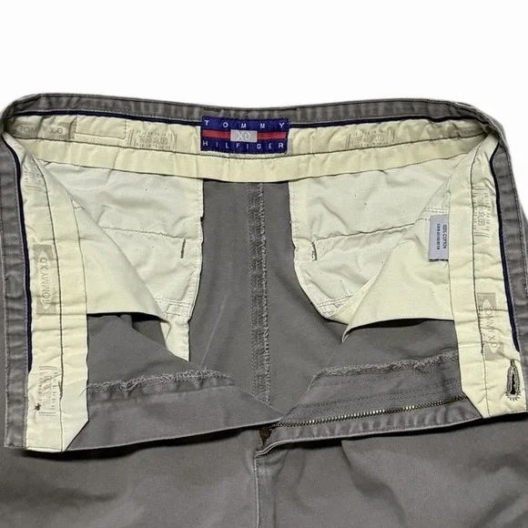 Vintage Tommy Hilfiger XO Chino Pants Mens 30 Relaxed Fit Baggy Y2K Pleated Gray - Picture 9 of 9